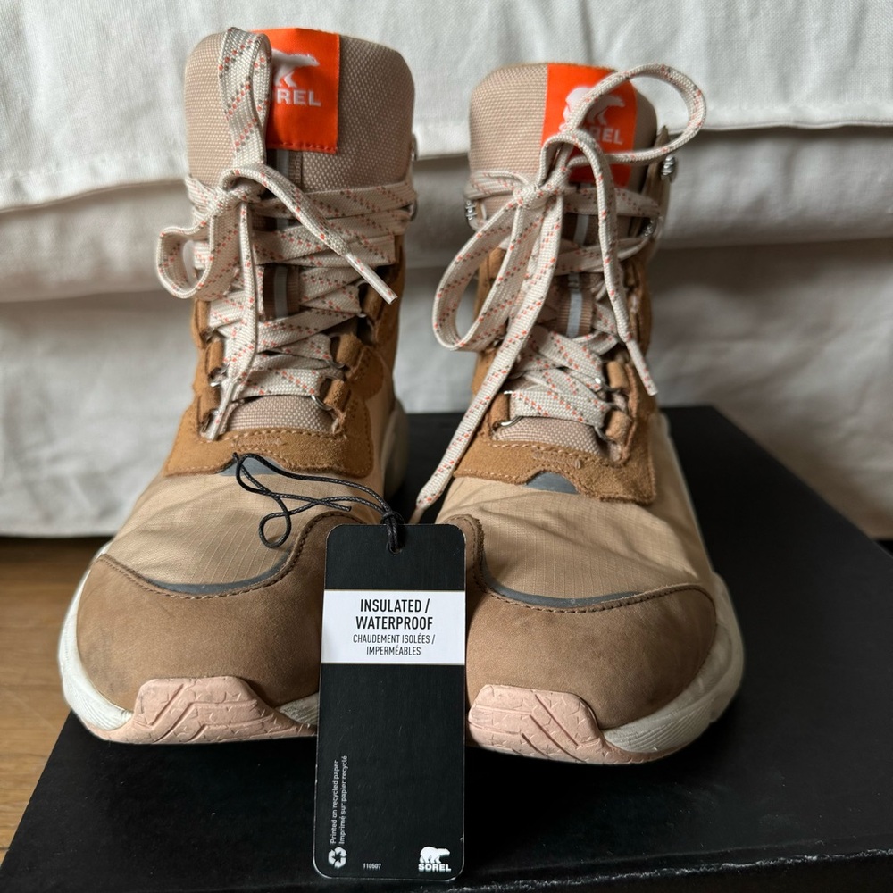 Sorel KINETIC Tawny Buff and Orange High-Top Waterproof Fall/Winter Boots Size 9 - Picture 4 of 9
